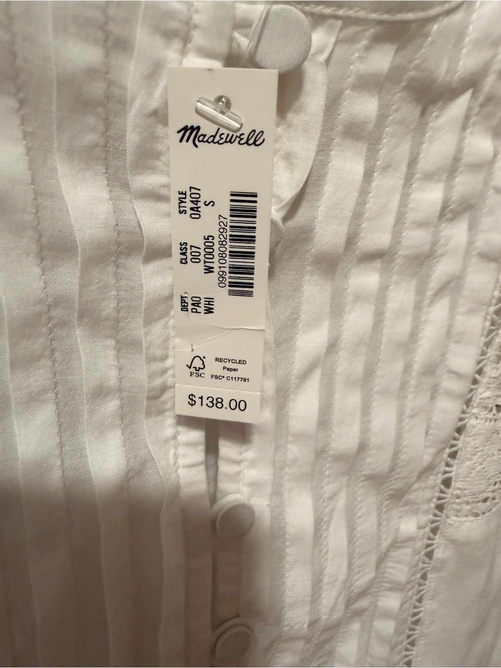 Madewell Ruffled High-Neck Pintuck Blouse size S - Picture 11 of 13